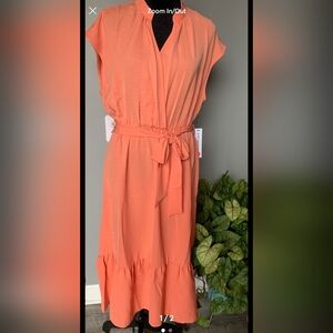 Emma & Michele Vibrant Orange Midi Dress